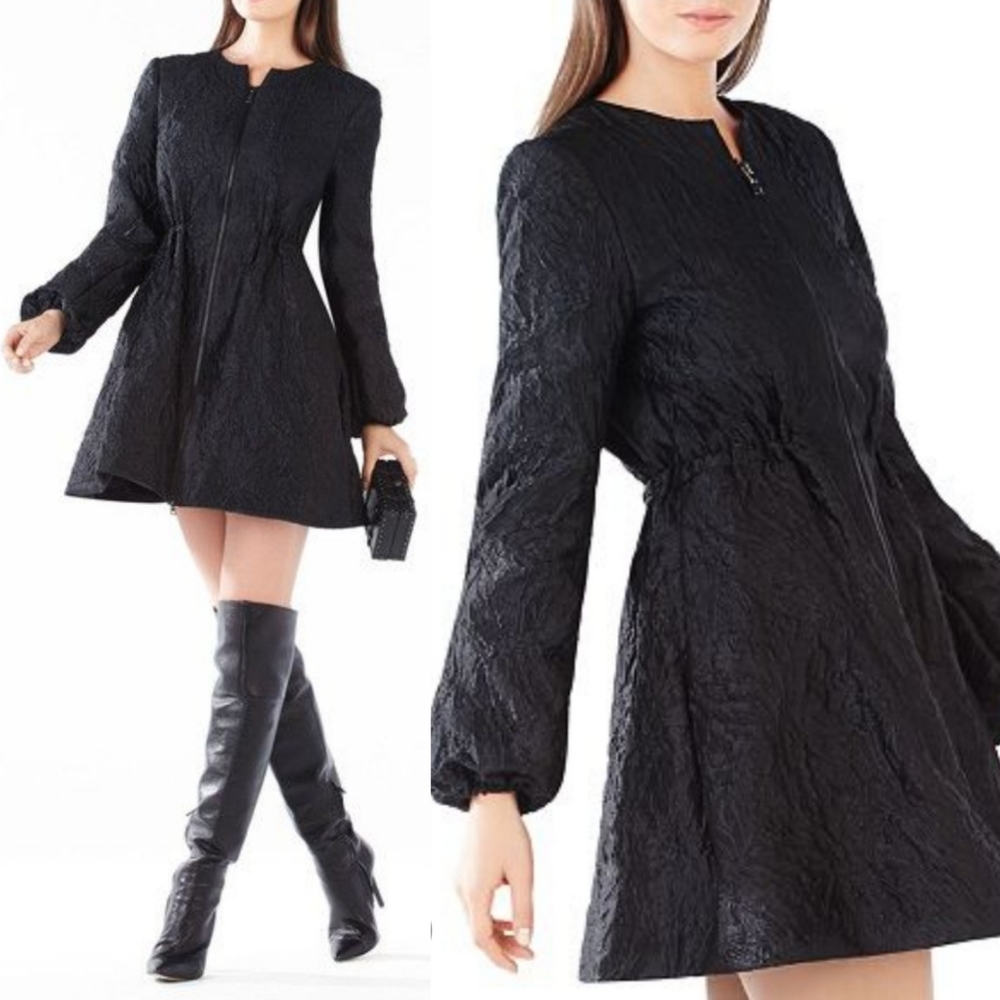 BCBG Maxazria Alcott floral jacquard textured black jacket coat size Small S